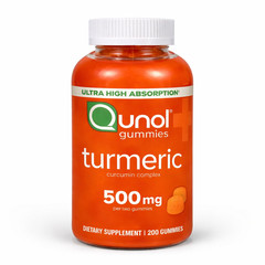 Qunol Turmeric Curcumin Gummies 500mg Tangerine Vegan Non-GMO