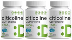 Citicoline CDP Choline 1000mg 3X120 Caps supports Brain Cognitive Function