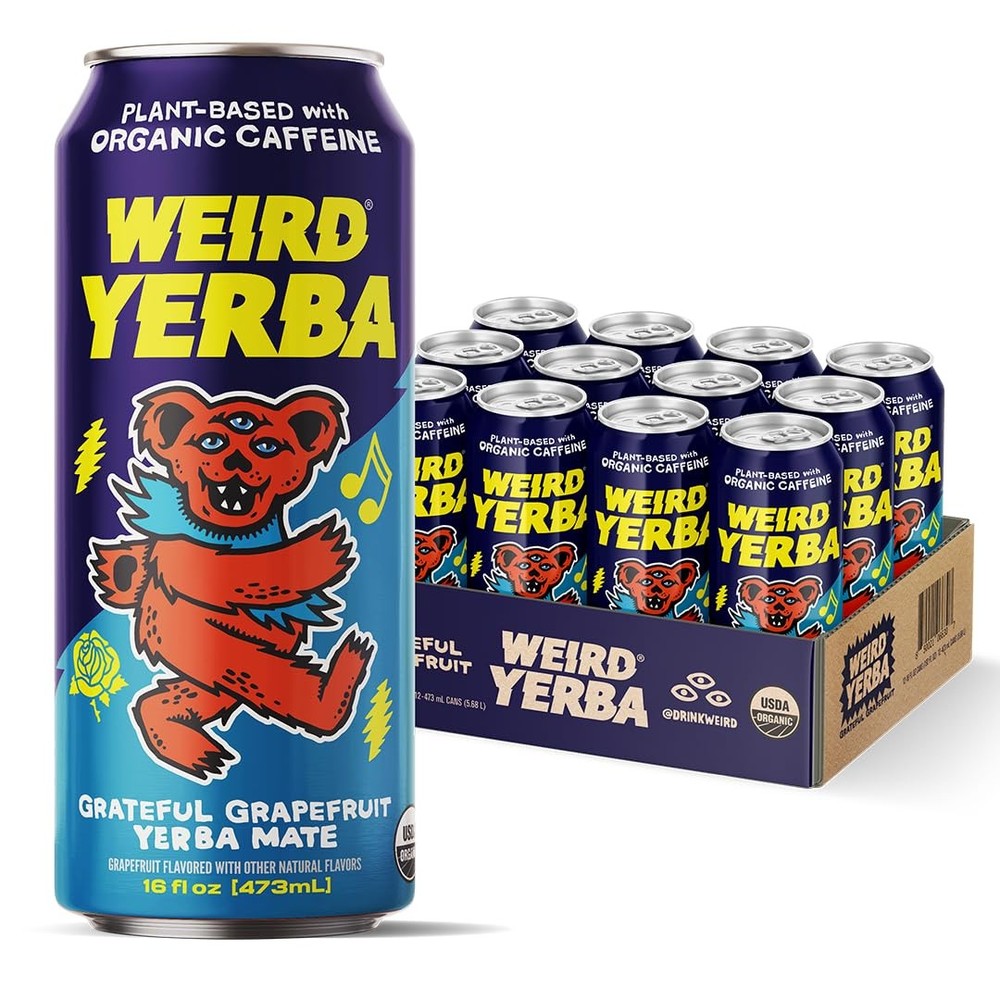 Drink Weird Organic Grateful Grapefruit Yerba Mate – 16oz Cans, 160mg Organic…