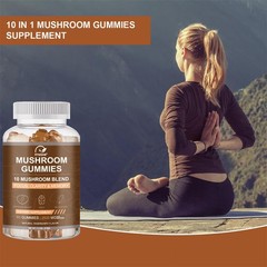 Vegan Mushroom Gummies, Lions Mane Ashwagandha Shiit for Focus & Immunity
