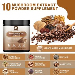 Mushroom Coffee Organic Lions Mane Immunity & Brain Booster 22/38/80 Servings