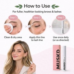 MUSKD Eyebrow Growth Serum (3ML) – Helps 0.1 Fl Oz (Pack of 1), Silver, White