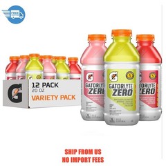 Gatorlyte Zero Electrolyte Beverage Variety Pack, 20 fl oz, 12 Pack Bottles