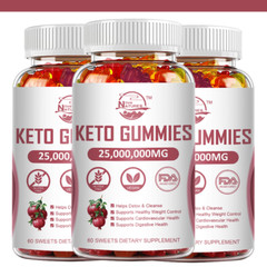 （3 packs）Keto Diet 25,000,000mg Gummies Fat Burner Weight Loss Formula 180 Gummy