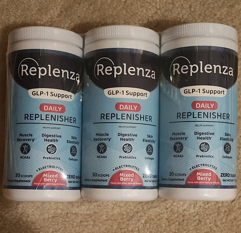 Replenza GLP-1 Support Daily Replenisher Zero Sugar Mixed Berry Powder 3pk