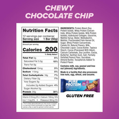 Pure Protein Bars Chewy Chocolate Chip High Protein Low Sugar Gluten Free 12 Ct