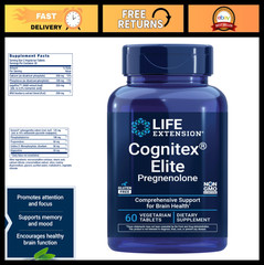 Cognitex Elite Pregnenolone Supplement – Focus, Memory, Attention, Gluten-Free,
