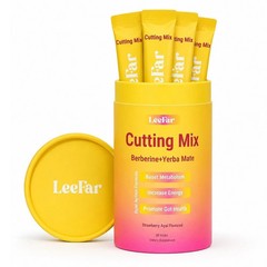 LeeFar Cutting Drink Mix Berberine Yerba Mate 30 Sticks Strawberry Acai