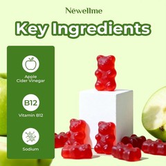 NEWELLME Sugar-Free Apple Cider Vinegar Gummies for Metabolism – 1000mg ACV