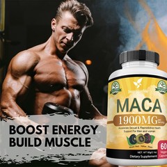 2PCS Maca Root Capsules 1900mg, Black Yellow Red Maca Extract with Ashwagandha
