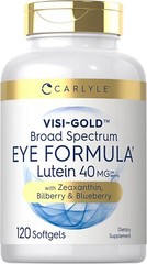 Lutein 20mg with Zeaxanthin, Bilbery, & Blueberry | 120 Softgels | by Carlyle