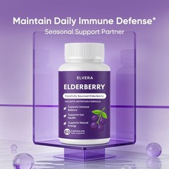 Organic Black Elderberry Gut Complex , With Zinc & Vitamin C 60 Non-GM Capsules