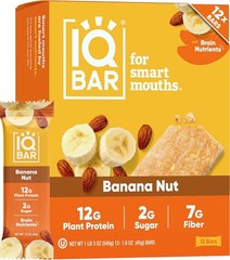 IQBAR Clean Plant Protein Bars – Banana Nut – 12 Count – Keto, Vegan, High Fiber