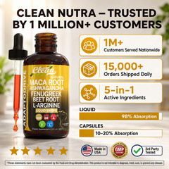 Clean Nutra AdaptoDrive Drops – Maca & Ashwagandha for Energy & Hormone Support