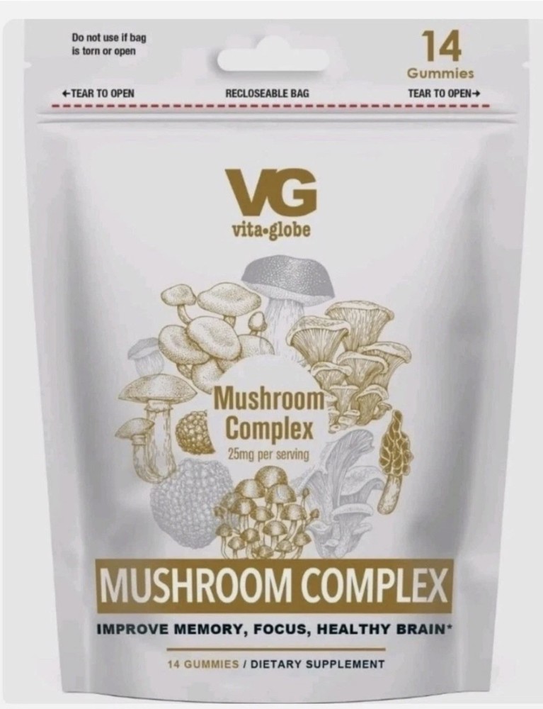 Mushroom Complex Gummies – Vita Globe Supports Focus and Memory – 14ct Bag