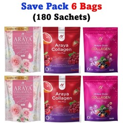 Set 6 Araya Collagen Ceramide Mix Berry Dietary Supplement 180 Sachets
