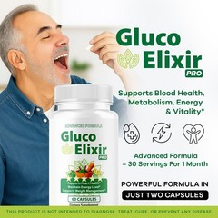GlucoElixir Pro Blood Sugar Health Support Capsules Glucose 1 Pack 60Ct