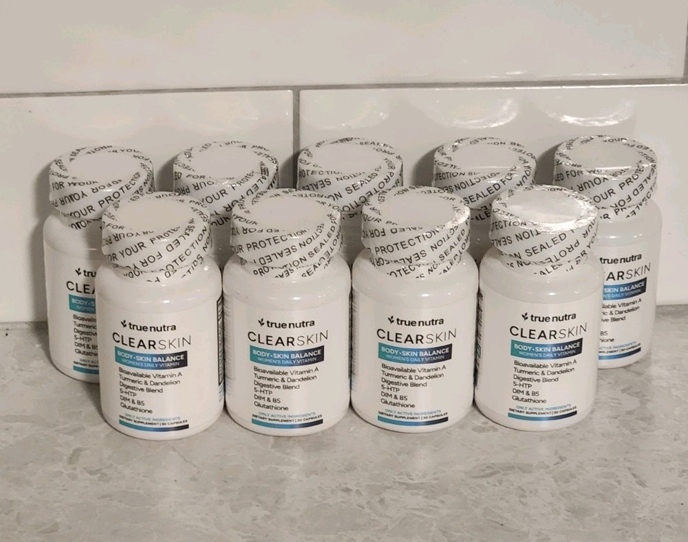 True Nutra ClearSkin Women’s Daily Vitamin Supplement Clear Skin Lot of 9 Sealed