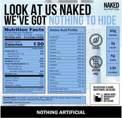 NAKED Shake Plant-Based Protein Powder, Vanilla, 30 Servings, NSF Certified