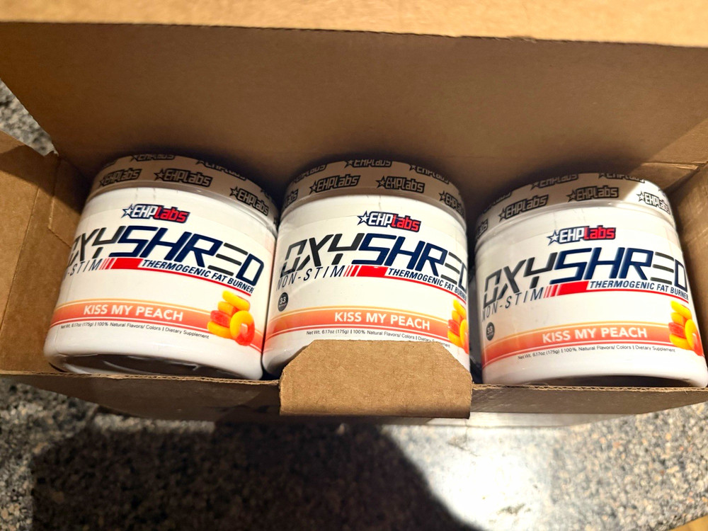 6 EHPlabs OxyShred Non-Stim Thermogenic Fat Burner Powder Kiss My Peach 6.17oz