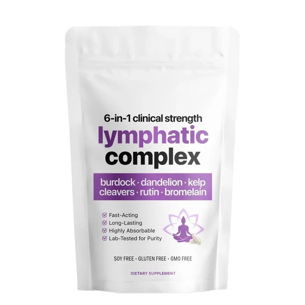 6-in-1 Lymphatic Complex Drainage Supplement Dandelion Burdock Bromelain Kelp