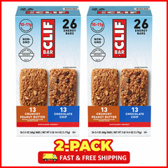2-PACK CLIF BAR Energy Bar, Variety Pack, 2.4 oz, 26-count