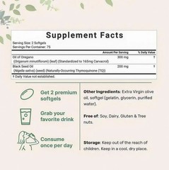 Oil of Oregano 6000mg with Black Seed Oil Softgels 300 Count Dietary Supplement