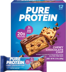 Pure Protein Bars Chewy Chocolate Chip High Protein Low Sugar Gluten Free 12 Ct