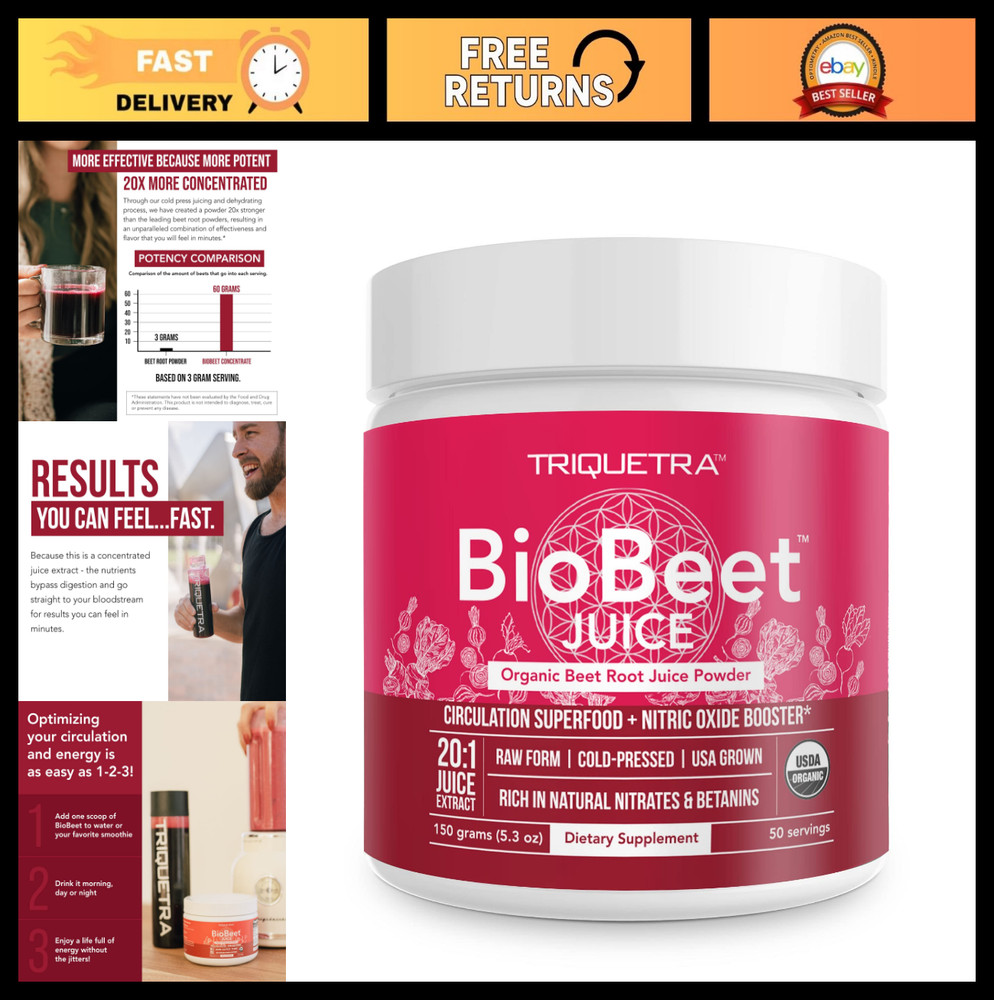 Max Strength Beet Root Juice Powder – 20:1 Concentrate, 60,000 mg Organic, Nitri