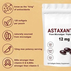 12mg Astaxanthin Antioxidant Supplements Fresh Microalgae Eye Joint Skin Health