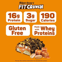 FITCRUNCH High Protein Bar Caramel Peanut 16g Protein 4 Count 1.62oz