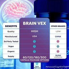 (1 Pack) BrainVex Nootropic All Natural Brain Supplement Brain Vex 60 Capsules