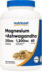 Nutricost Magnesium + Ashwagandha Supplement (1410mg) 240 Capsules – 60 Servings