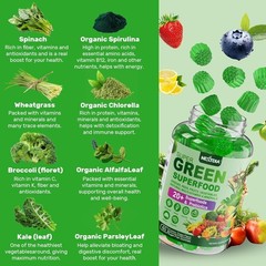 Super Greens Gummies Greens Superfood Powder Alternative w/Spirulina Chlorell…