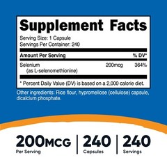 Nutricost Selenium 200mcg, 240 Vegetarian Capsules