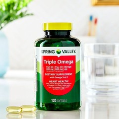 (2 pack) Spring Valley Triple Omega Softgels, Fish Flax & Borage, 120 Count