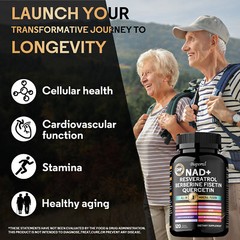 NAD+, Trans-Resveratrol, Quercetin, Berberine, Grape Seed, Hawthorn, Anti-Aging