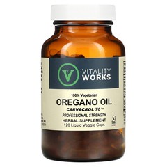Vitality Works Oregano Oil Carvacrol 70 120 Liquid Veggie Caps Vegetarian