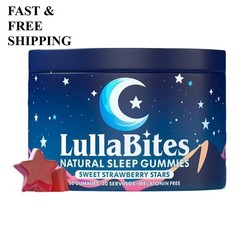 2 PACKS–NEW LullaBites Natural Sleep Gummies Strawberry Stars Flavor 60 Gummies