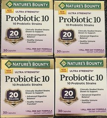 4 New Nature’s Bounty Ultra Strength Probiotic 10 – 30 Capsules Each Exp 12/26+