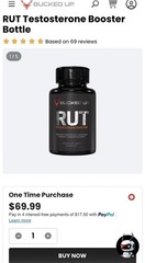 Bucked Up RUT Testosterone Booster 90 Capsules All Natural Vegan Gluten-Free