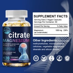 Magnesium Citrate 1000mg Capsules Super Strong Effective Capsules 120 Softgels