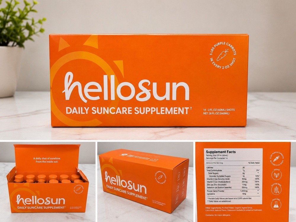 hello sun Daily Suncare Supplement Drink Shots 14×2 fl oz Vegan Gluten-Free