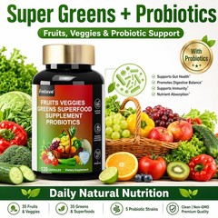 70 Fruits and Veggies Whole Food Supplement with Superfood & 5 Probiotic Strains