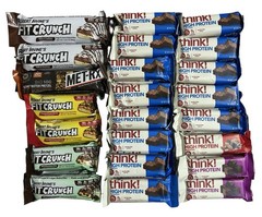 Fit Crunch, Think &Met-Rx Protein Bars, Mixed Lot of 45 – BB: 08/09/2026+