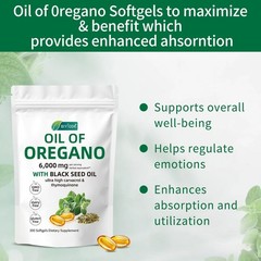 Oil of Oregano 300 Softgels with Black Seed Oil – 6000mg Oregano Oil Strength