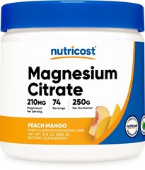 Nutricost Magnesium Citrate Powder (Peach Mango, 250 Grams)