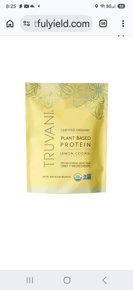 Truvani Vegan Pea Protein Powder | Lemon Cookie | 20g Organic Plant Based Protei