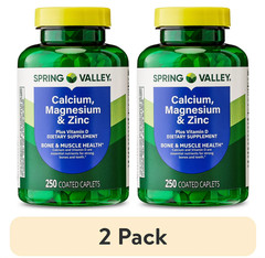 (2 pack) Spring Valley Calcium, Magnesium & Zinc Plus Vitamin D3 Coated 250 Ct