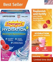 On-the-Go Hydration+ Raspberry Electrolyte Powder – 18 Single-Serving Packets